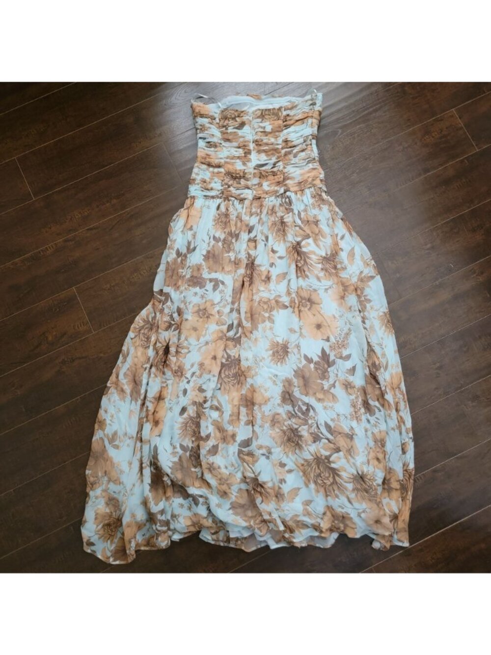Anthropologie BHLDN Strapless Ruched Chiffon A Line Maxi Dress Garden Womens 8 - Picture 3 of 9